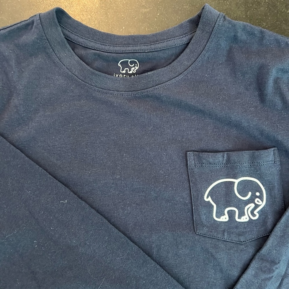 Ivory ella navy long sleeve women’s medium elephant print